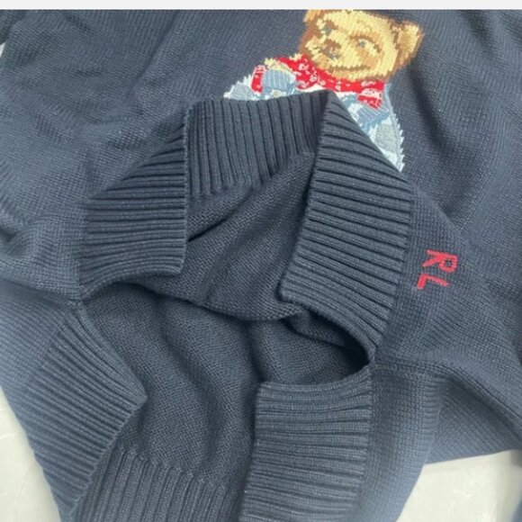 Polo by Ralph Lauren Navy Sweater with Bear Design - Picture 4 of 4